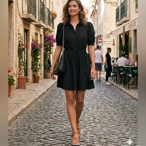 Laundry by Shelli Segal Eyelet Short Sleeve Mini Dress. NWT